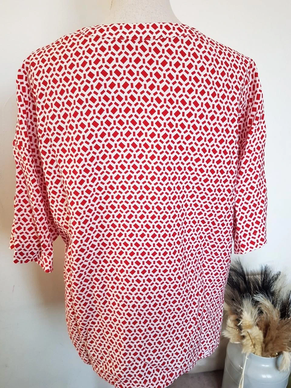 🌸Promod vloeiende geometrische rood en gebroken wit blouse – maat 42🌸 – photo 3